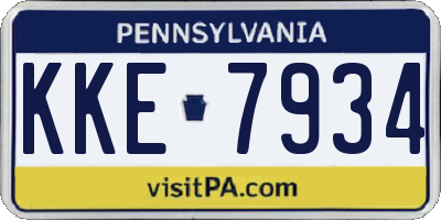 PA license plate KKE7934
