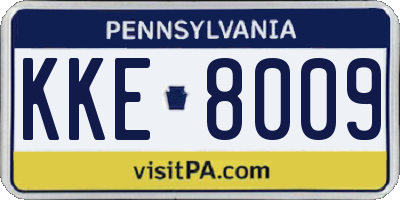PA license plate KKE8009