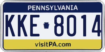 PA license plate KKE8014