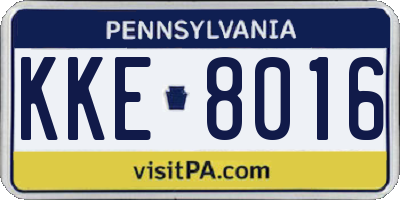 PA license plate KKE8016
