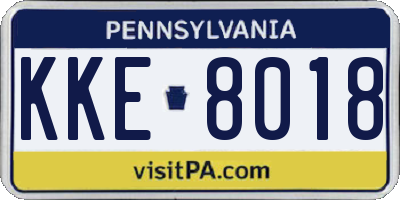 PA license plate KKE8018