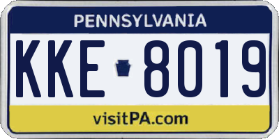 PA license plate KKE8019