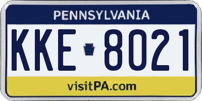 PA license plate KKE8021