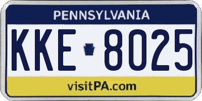 PA license plate KKE8025