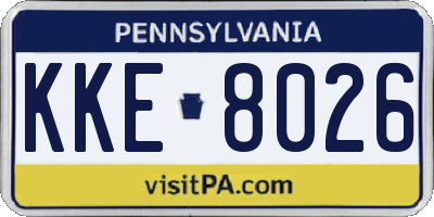 PA license plate KKE8026