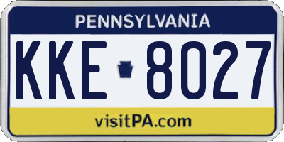 PA license plate KKE8027