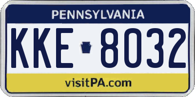 PA license plate KKE8032