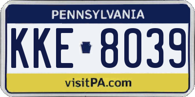 PA license plate KKE8039