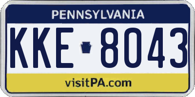 PA license plate KKE8043