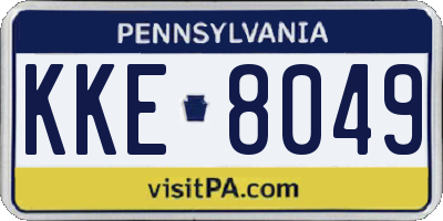 PA license plate KKE8049