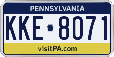 PA license plate KKE8071