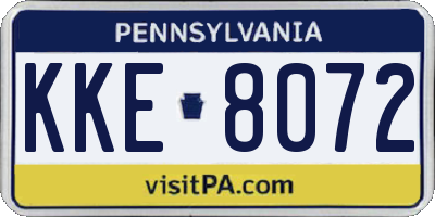 PA license plate KKE8072