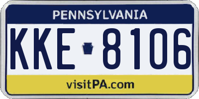 PA license plate KKE8106