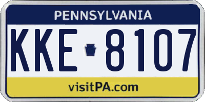 PA license plate KKE8107