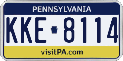 PA license plate KKE8114