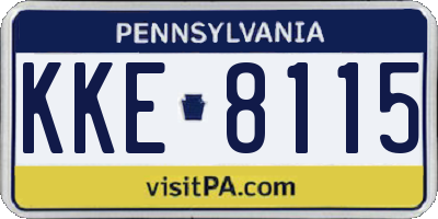 PA license plate KKE8115