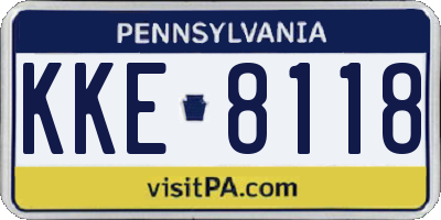 PA license plate KKE8118