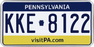 PA license plate KKE8122