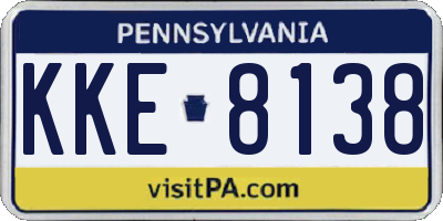 PA license plate KKE8138