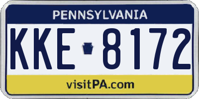 PA license plate KKE8172