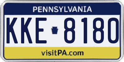 PA license plate KKE8180