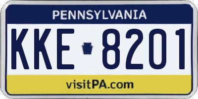 PA license plate KKE8201