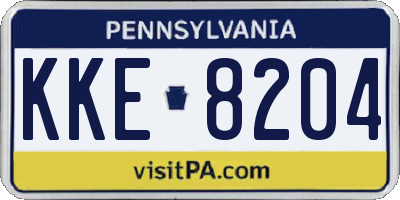 PA license plate KKE8204