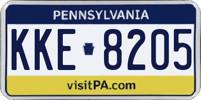 PA license plate KKE8205