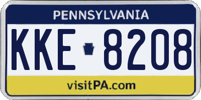 PA license plate KKE8208