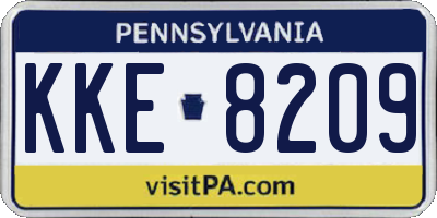 PA license plate KKE8209