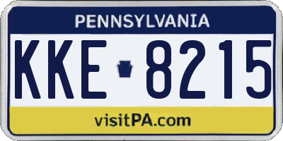 PA license plate KKE8215