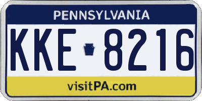 PA license plate KKE8216