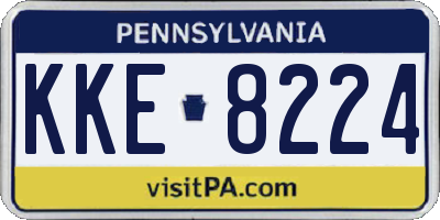 PA license plate KKE8224