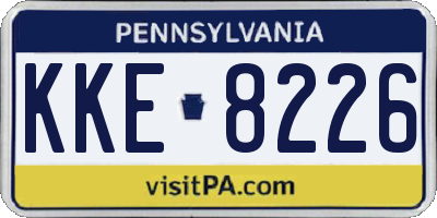 PA license plate KKE8226