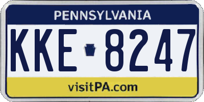 PA license plate KKE8247