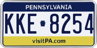 PA license plate KKE8254