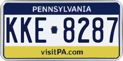 PA license plate KKE8287