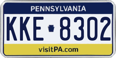 PA license plate KKE8302