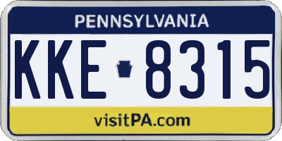 PA license plate KKE8315