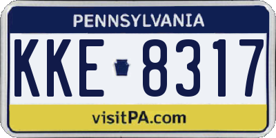 PA license plate KKE8317