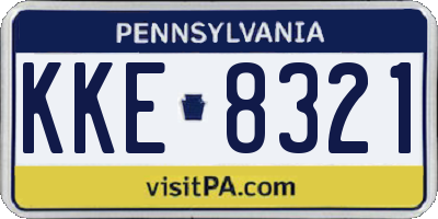 PA license plate KKE8321