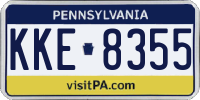 PA license plate KKE8355
