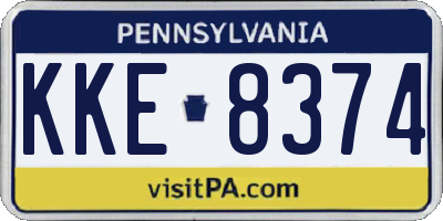 PA license plate KKE8374