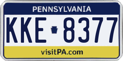 PA license plate KKE8377