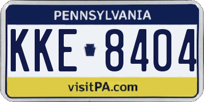 PA license plate KKE8404
