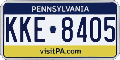 PA license plate KKE8405