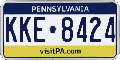 PA license plate KKE8424