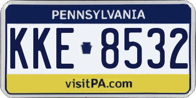 PA license plate KKE8532