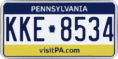 PA license plate KKE8534