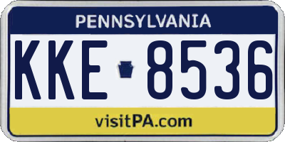 PA license plate KKE8536